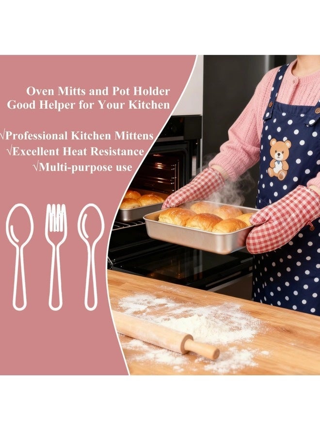 شيبشيب مجموعة مكونة من 4 قطع من قفازات الفرن وحوامل الأواني، مقاومة للحرارة العالية حتى 250 درجة، قطن مطبخ سميك إضافي للطهي، قفازات خبز طويلة وحوامل حرارة للمطابخ، الشواء و الميكروويف، هدايا للخبز - Image 5